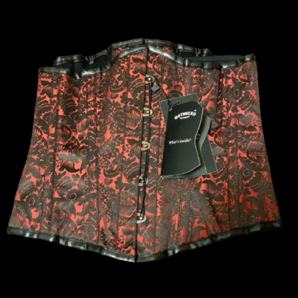 Alura Maroon Brocade Steel-boned Underbust Corset